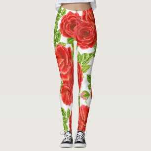Leggings Roses rouges aquarelle transparente motif