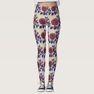 Leggings Roses rouges peintes à main levée en gras