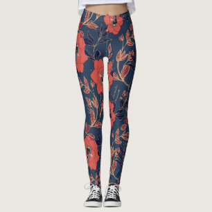 Leggings Roses rouges Peonies Arrière - plan foncé