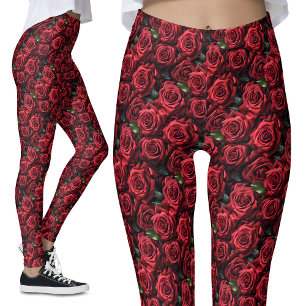 Leggings Roses Rouges Romantiques Gothique Alternative Flor