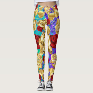 Leggings Roses sont rouges Roses sont or Violet sarcelle
