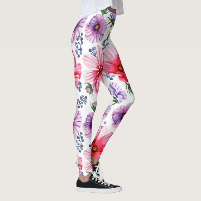 Leggings, Rot und Lila Blütennatur Leggings (Rechts)