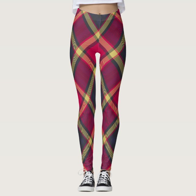 Leggings - Roter Gelber Schottischer Tartan (Vorderseite)