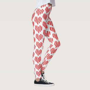 Leggings Rouge Abstrait n Blancs Valentine Coeur