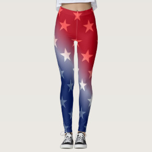 LEGGINGS ROUGE, BLANC PATRIOTIQUES, BLEU ET ÉTOILES
