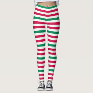 Leggings Rouge de double avec les rayures vertes