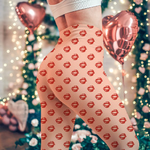 Leggings Rouge Empreinte de Baiser Pêche