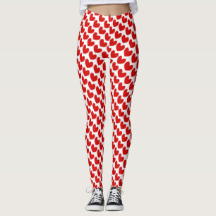 Leggings Rouge et blanc Motif du coeur de la Saint-Valentin
