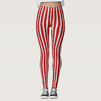 Leggings Rouge et guêtres de rayures de parties