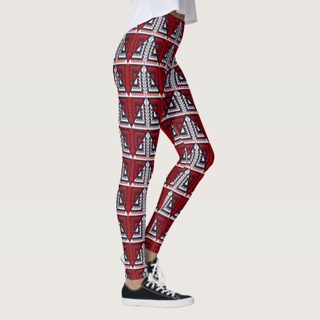 Leggings Rouge Et Noir Abstrait (Droite)