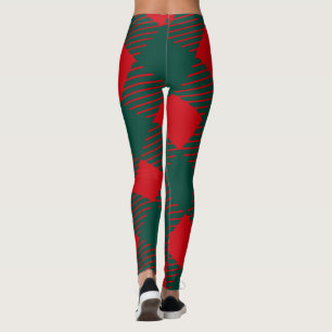 Leggings Rouge et vert Carré Box Moderne Simple Pour elle