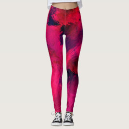 Leggings Rouge foncé et violet Gras & Abstrait moderne
