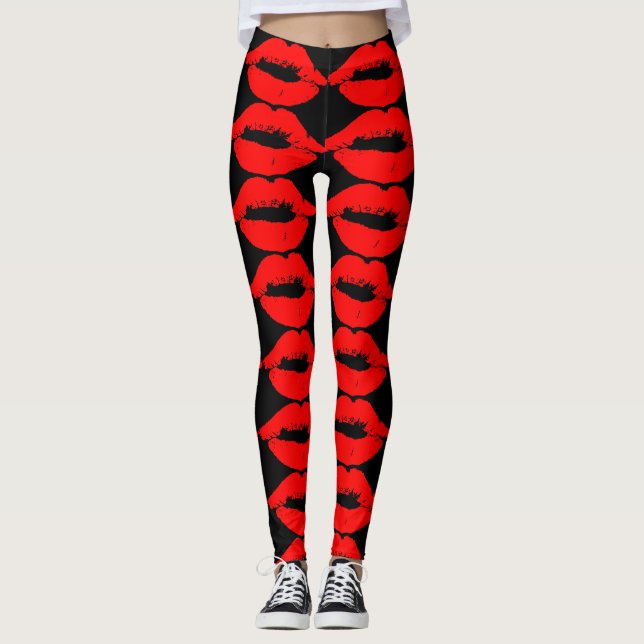 LEGGINGS ROUGE LIPS KISS YOGA PANTS (Devant)
