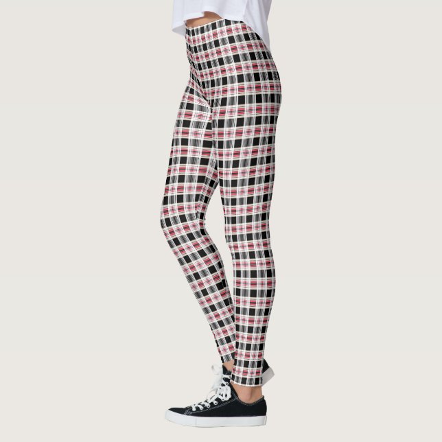 Leggings Rouge noir blanc plaid (Gauche)