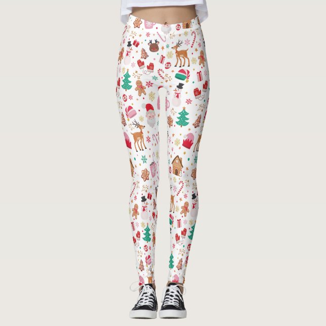 Leggings Rouge rose vert Vilain Noël Père Noël (Devant)