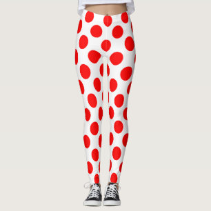 Leggings Rouge sur blanc grand format Pois