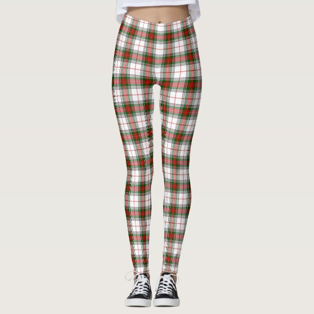 Leggings Rouge, vert et blanc classiques de ~ de plaid de (Devant)