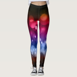 Leggings Rouge, violet, bleu et Motif Bokeh Brown