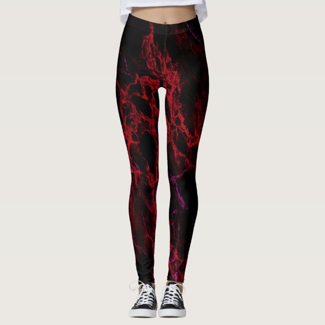 Leggings rouges et noirs chauds (Devant)