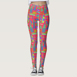 Leggings rouges Motifs de New York