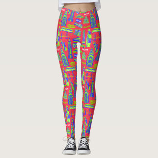 Leggings rouges Motifs de New York