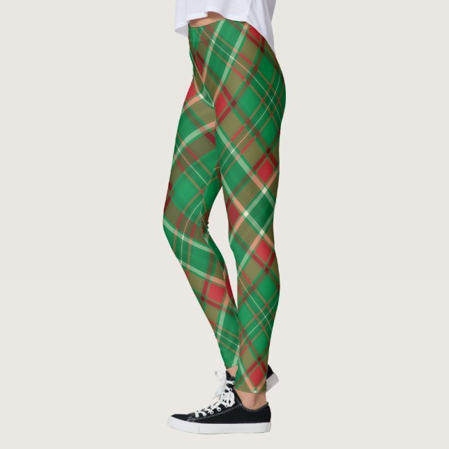 leggings rouges plaid de Noël (Gauche)