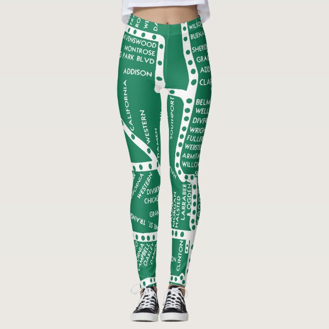 Leggings Route de la carte du système Vintage du métro de C (Devant)