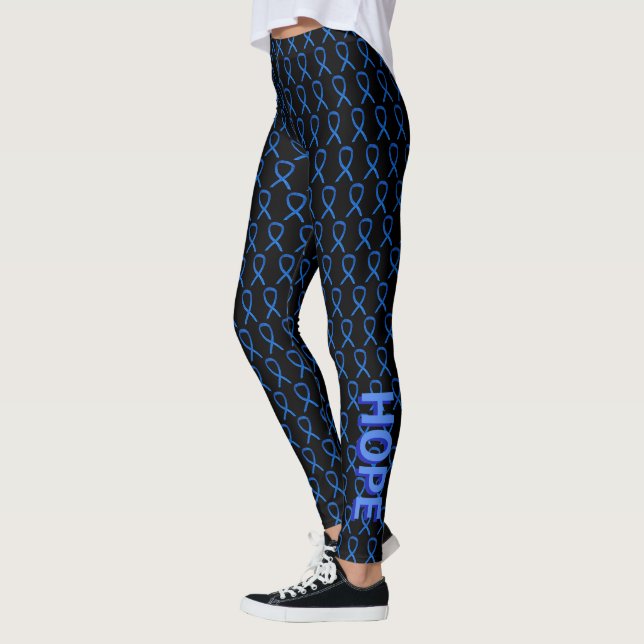 Leggings Ruban de sensibilisation bleu Mots personnalisés L (Gauche)