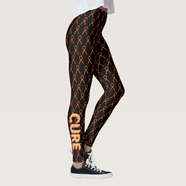 Leggings Ruban de sensibilisation orange Mots personnalisés (Droite)