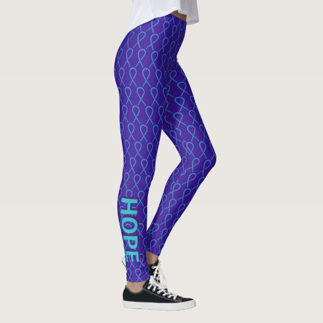 Leggings Ruban de sensibilisation Turquoise et violette Leg (Droite)