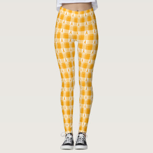 Leggings Ruban orange à carreaux de sensibilisation au canc