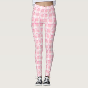 Leggings Ruban Rose à Carreaux pour la Sensibilisation au C