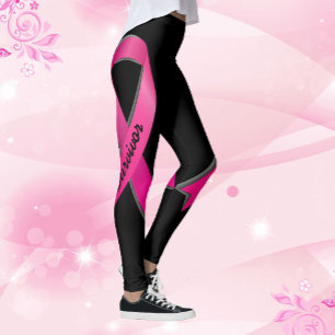 Leggings Ruban rose Personnaliser 2 Cancer du sein Survivan