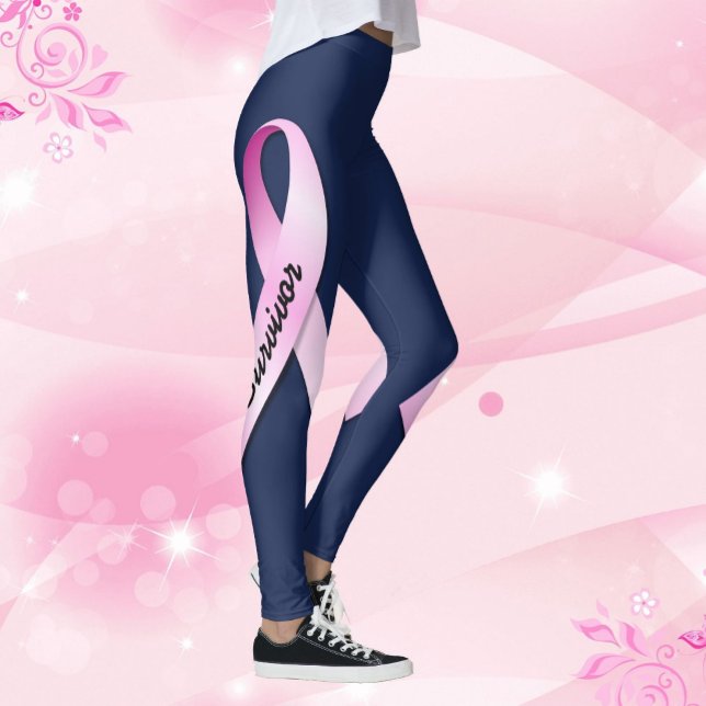 Leggings Ruban rose Personnaliser 2 Cancer du sein Survivan (Créateur téléchargé)