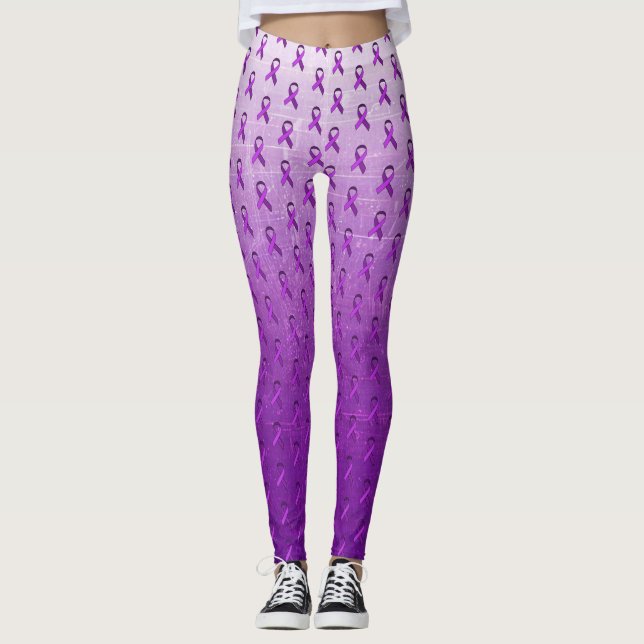 Leggings Rubans de sensibilisation à la fibromyalgie violet (Devant)