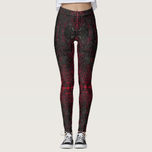 Leggings Ruby Red Romantique Patiné Croix gothique Motif