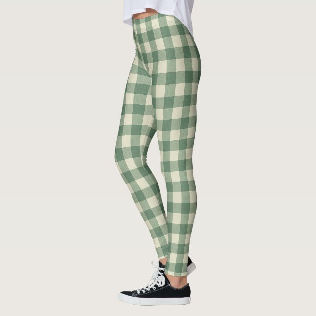 Leggings Russe Vert En vichy moderne Noël (Gauche)