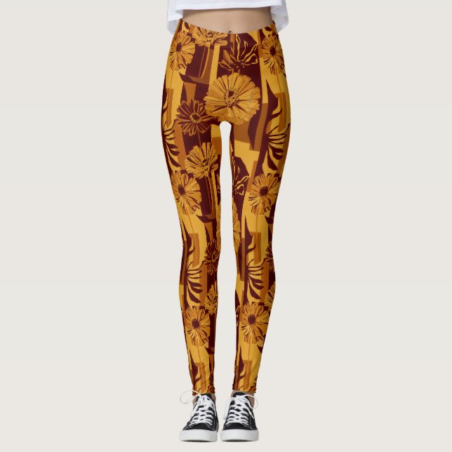 Leggings Rustic Autumn Floral Geometric Pattern (10) (Devant)