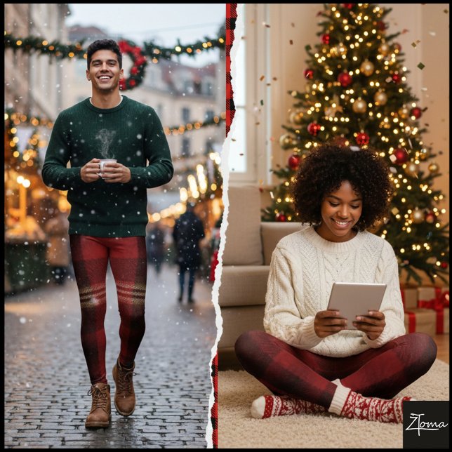 Leggings Rustic Maroon Black Plaid Flannel Tartan (Créateur téléchargé)