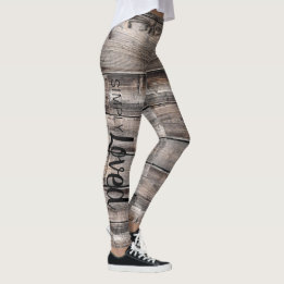 Leggings rustique chic SIMPLY LOVED script sur bois d'écorc