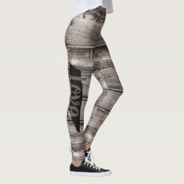 Leggings rustique chic TENNESSEE LOVE script sur bois de ba