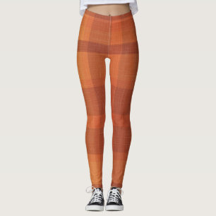 Leggings Rustique Orange Automne Plaid Tartan
