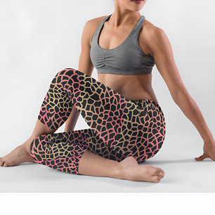 Leggings Safari Giraffe verte et rose Imprimer