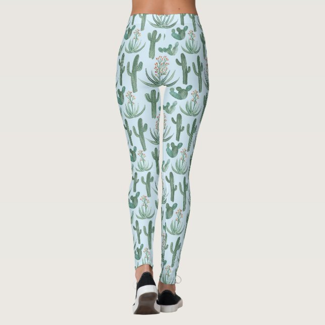 Leggings Saguaro Cactus Succulents Aquarelle du désert (Dos)