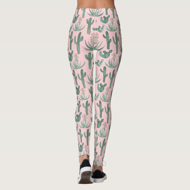 Leggings Saguaro Cactus Succulents Aquarelle du désert (Dos)