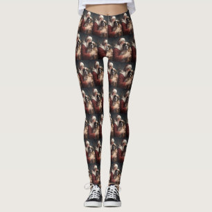 Leggings Saint Bernard avec le Père Noël Festif Noël