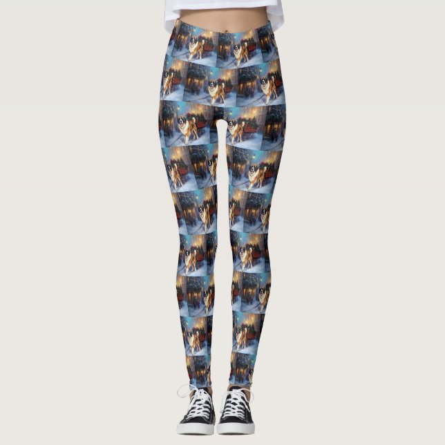 Leggings Saint Bernard Christmas Festive (Devant)