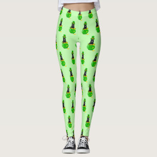 Leggings Saint Patrick's Day Shamrock Pot of Gold Black Cat