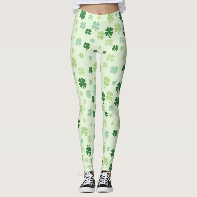 Leggings Saint Patricks jour Green Cover Shamrock Motif (Devant)