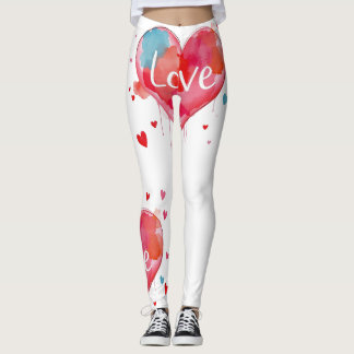 Leggings Saint Valentin Artsy Aquarelle Moderne Amour Cœur